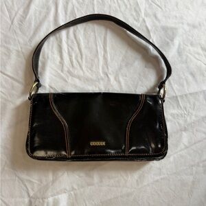 XOXO Glossy Black Shoulder Bag